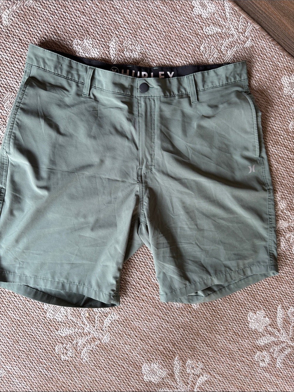 Hurley Men's Olive Performance Flat-Front Shorts